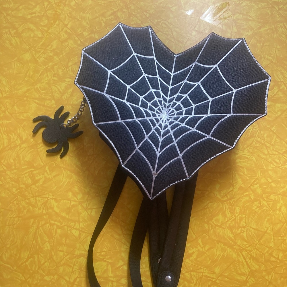 Web Heart Shaped Backpack Purse